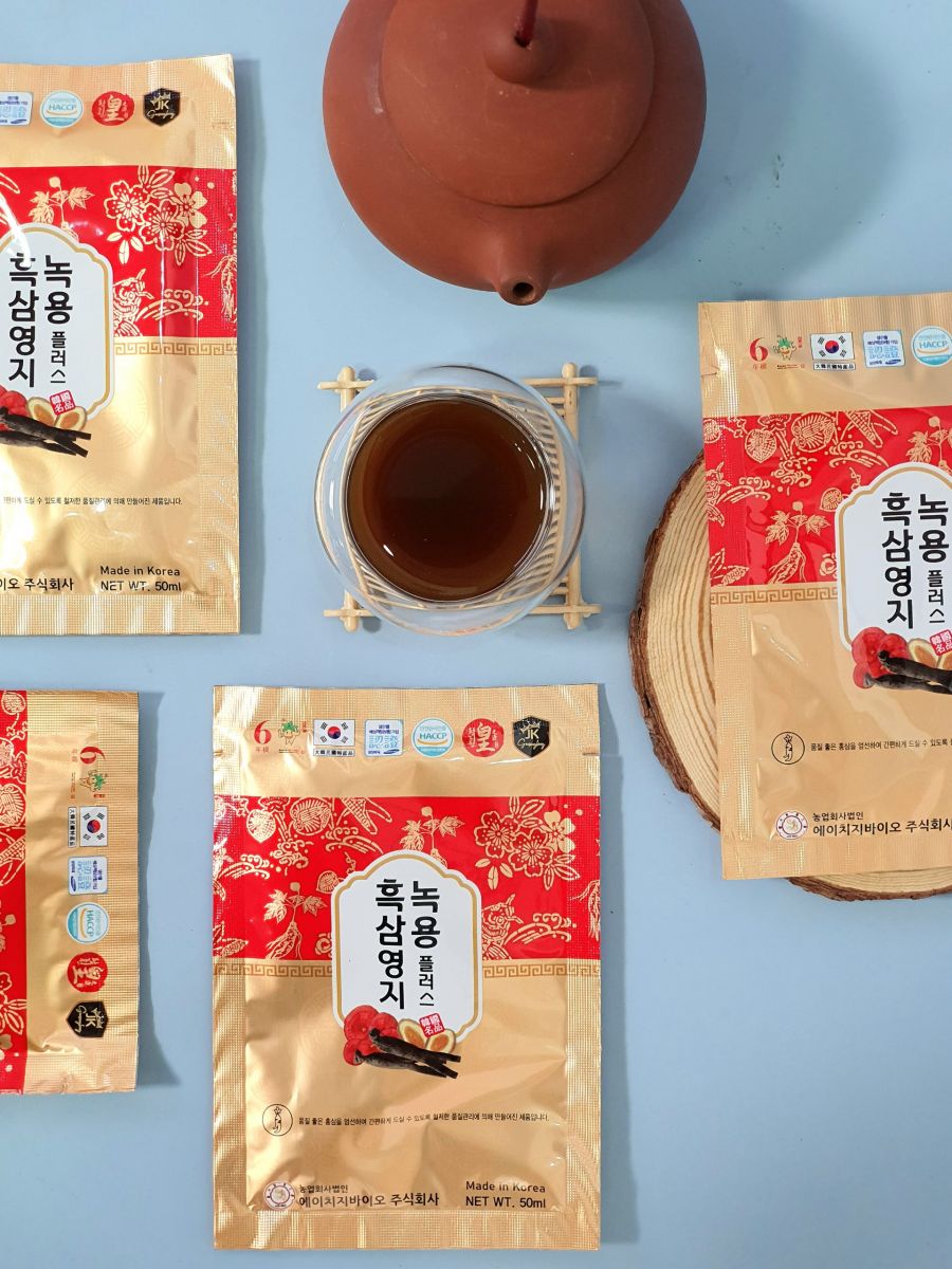 NƯỚC HẮC SÂM NHUNG HƯƠU LINH CHI HỘP 30 GÓI X 50 ML HÀN QUỐC